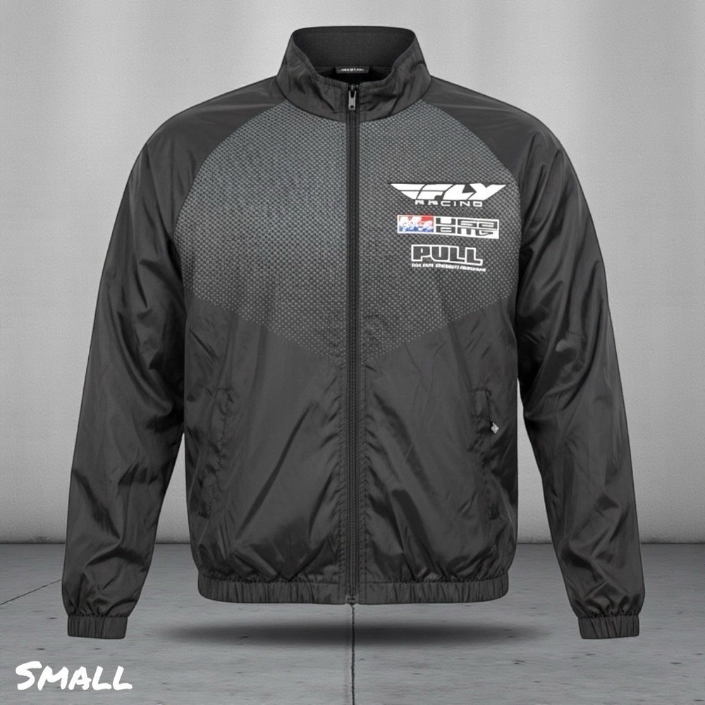 Fly Racing Jacket Size SMALL Black Windbreaker Full Zip USA MBX Top‎ 10 District